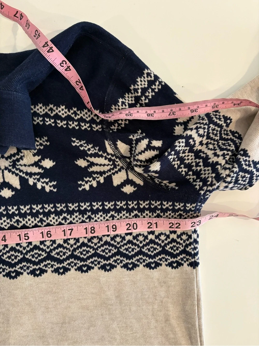 Polo Ralph Lauren || Snowflake Estate Rib Pullover Nordic Pattern Navy Cream M